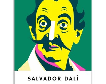 Salvador Dalí Poster || Original Salvador Dalí Portrait Wall Art || Unique Poster Art || Gift Idea for Art Lovers