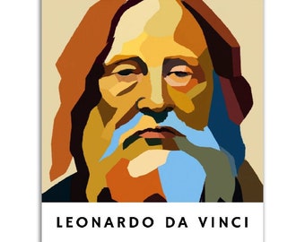 Leonardo da Vinci Poster || Original Leonardo da Vinci Portrait Wall Art || Unique Poster Art || Gift Idea for Art Lovers