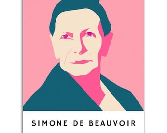 Simone de Beauvoir Poster || Original Simone de Beauvoir Portrait Wall Art || Unique Poster Art || Gift Idea for Philosophy Lovers