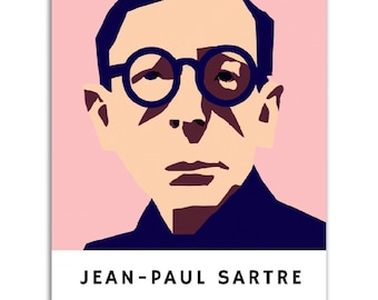 Jean-Paul Sartre Poster || Original Jean-Paul Sartre Portrait Wall Art || Unique Poster Art || Gift Idea for Literature Lovers