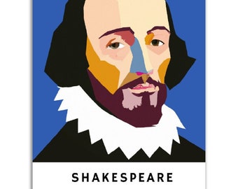 William Shakespeare Poster || Original William Shakespeare Portrait Wall Art || Unique Poster Art || Gift Idea for Drama Lovers