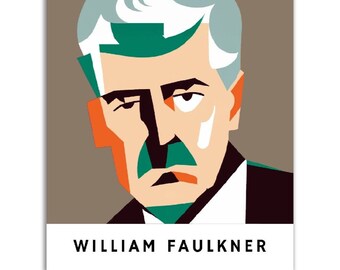 William Faulkner Poster || Original William Faulkner Portrait Wall Art || Unique Poster Art || Gift Idea for Literature Lovers