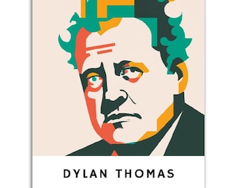 Cartel de Dylan Thomas // Arte original de la pared del retrato de Dylan Thomas // Arte del cartel único // Idea de regalo para los amantes de la poesía