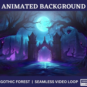 Foresta magica gotica sfondo animato Loop Video / Fantasy Vtuber Twitch Stream Overlay - Twitch Stream Vtuber sullo sfondo sfondo in movimento