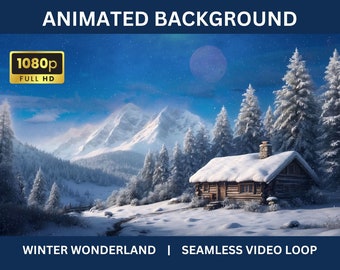 Winter Wonderland Snowy Cozy Cottage Animated Background Video | Christmas Holidays Twitch Stream Vtuber OBS ZOOM Overlay backdrop