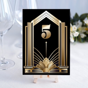 Art Deco Great Gatsby Table Numbers Printable | Set of 30 | Roaring 20&#39;s Wedding & Parties |  Vintage Glamour | digital download PNG
