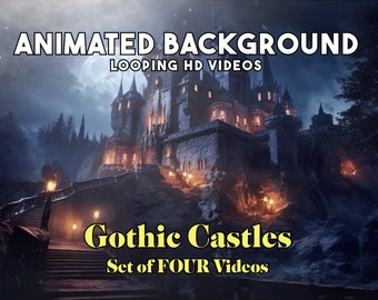 Gothic Castle Animated Background | Twitch Stream, Vtuber Overlay (Set of 4) (Instant Download)