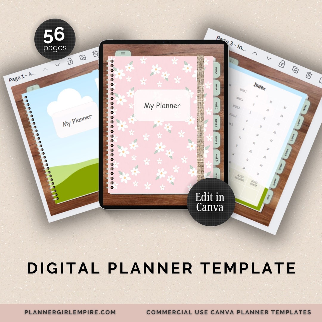 Canva Digital Planner Template Kit Commercial Use, Digital Planner