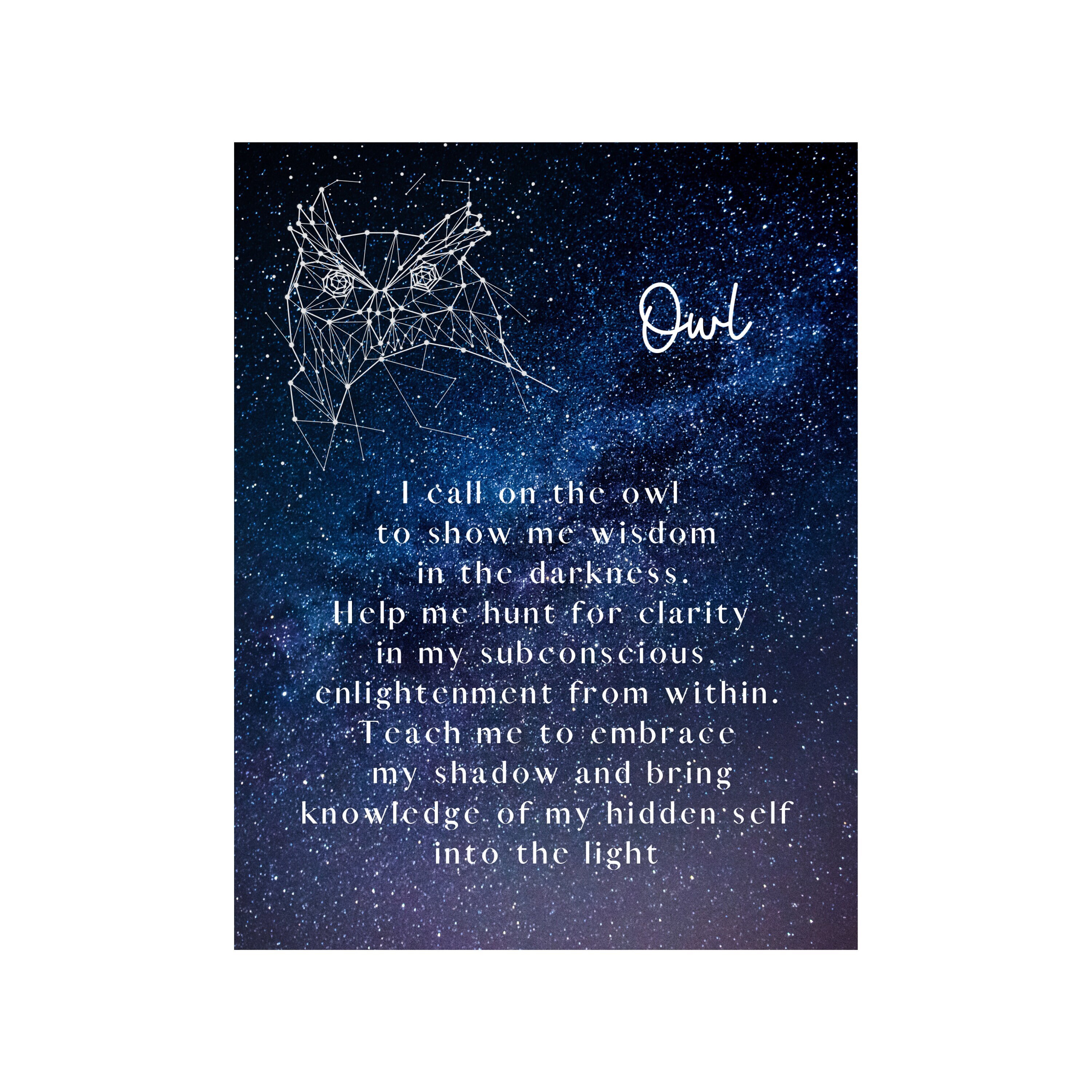 Owl Incantation - printable animal spirit prayer calling magic