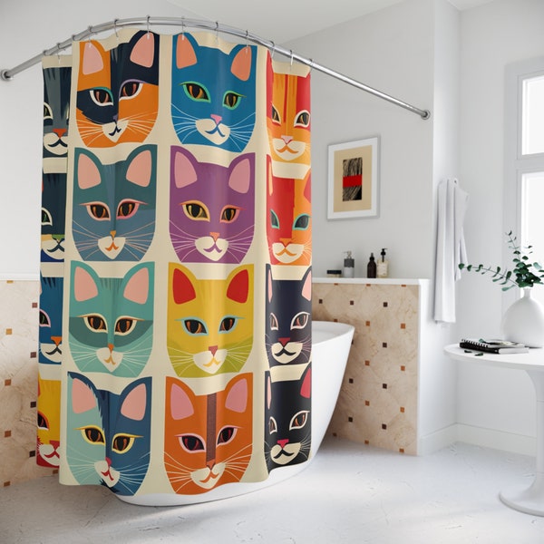 Cat Shower Curtain Etsy