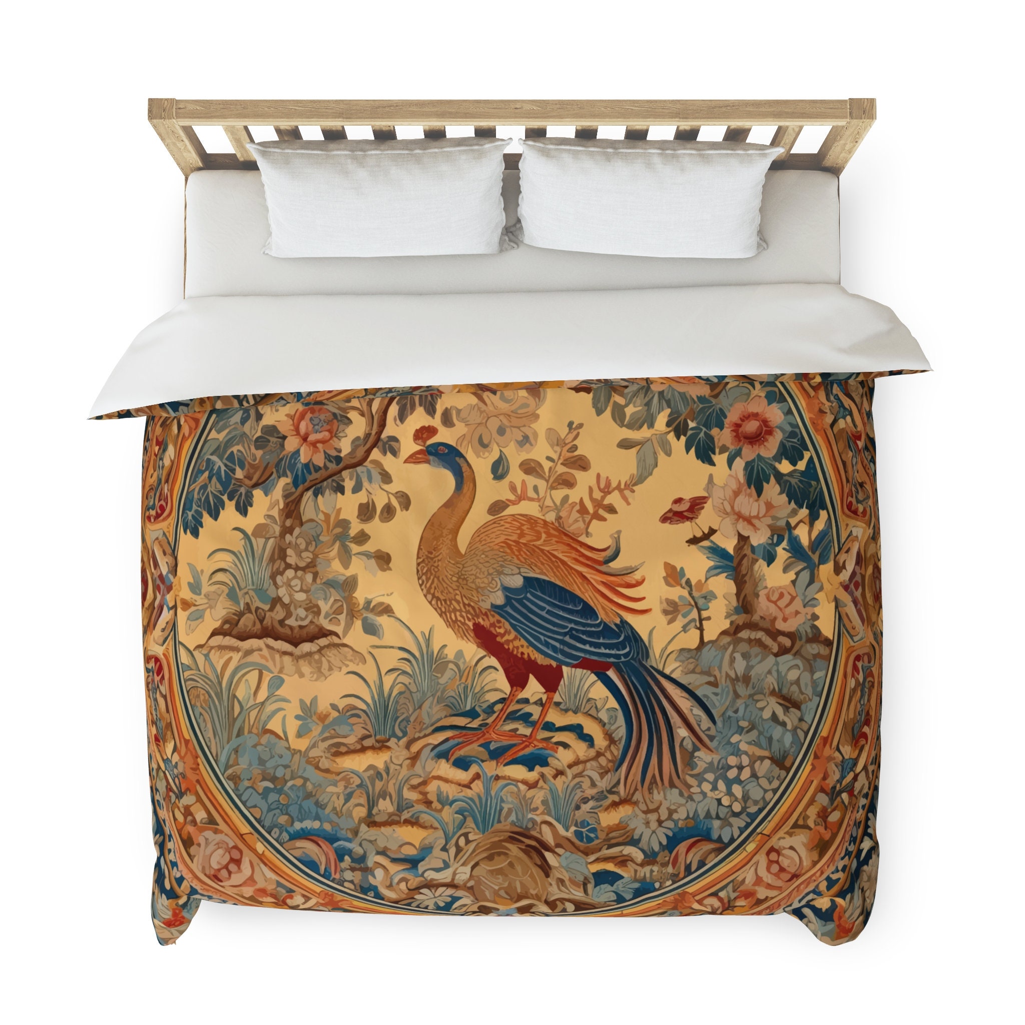 Colorful peacock decor aesthetic bedding set full, luxury duvet cover
