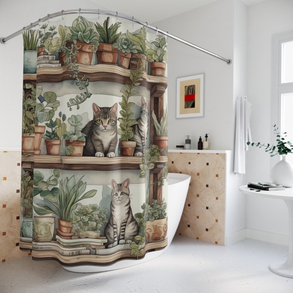 Enchanted Library Cat Shower Curtain NCU0PTT2964