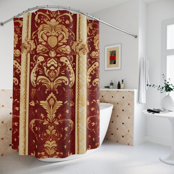 Red And Gold Shower Curtain