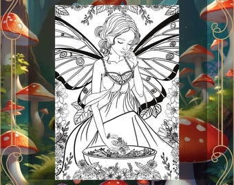 Enchanting Hand Drawn Fairy Colouring Bundle for adults, teen colouring pages and activities. Colouring Activities for teens and adults.