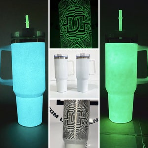 Glow in the Dark Stanley style 40oz Tumbler - Custom Engraved Replica Stanley - Birthday Present / Festival / Gift for her / Popular now