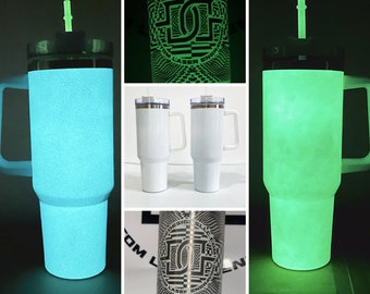 Glow in the Dark Stanley style 40oz Tumbler - Custom Engraved Replica Stanley - Birthday Present / Festival / Gift for her / Popular now