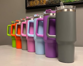 Custom Engraved 40oz Tumbler | Stanley Quencher Dupe | Personalized Laser Engraved Cups with Lid and Straw | Gifts & Bulk Orders