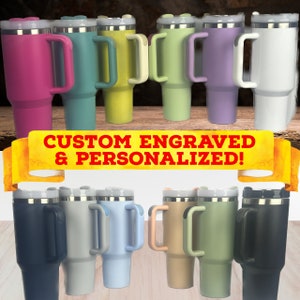 Personalized Stanley Quencher 40oz Replica Tumbler - Customized Laser Engraved Stanley Dupe Logo Engraved Wedding Fathers Day Gift for Him