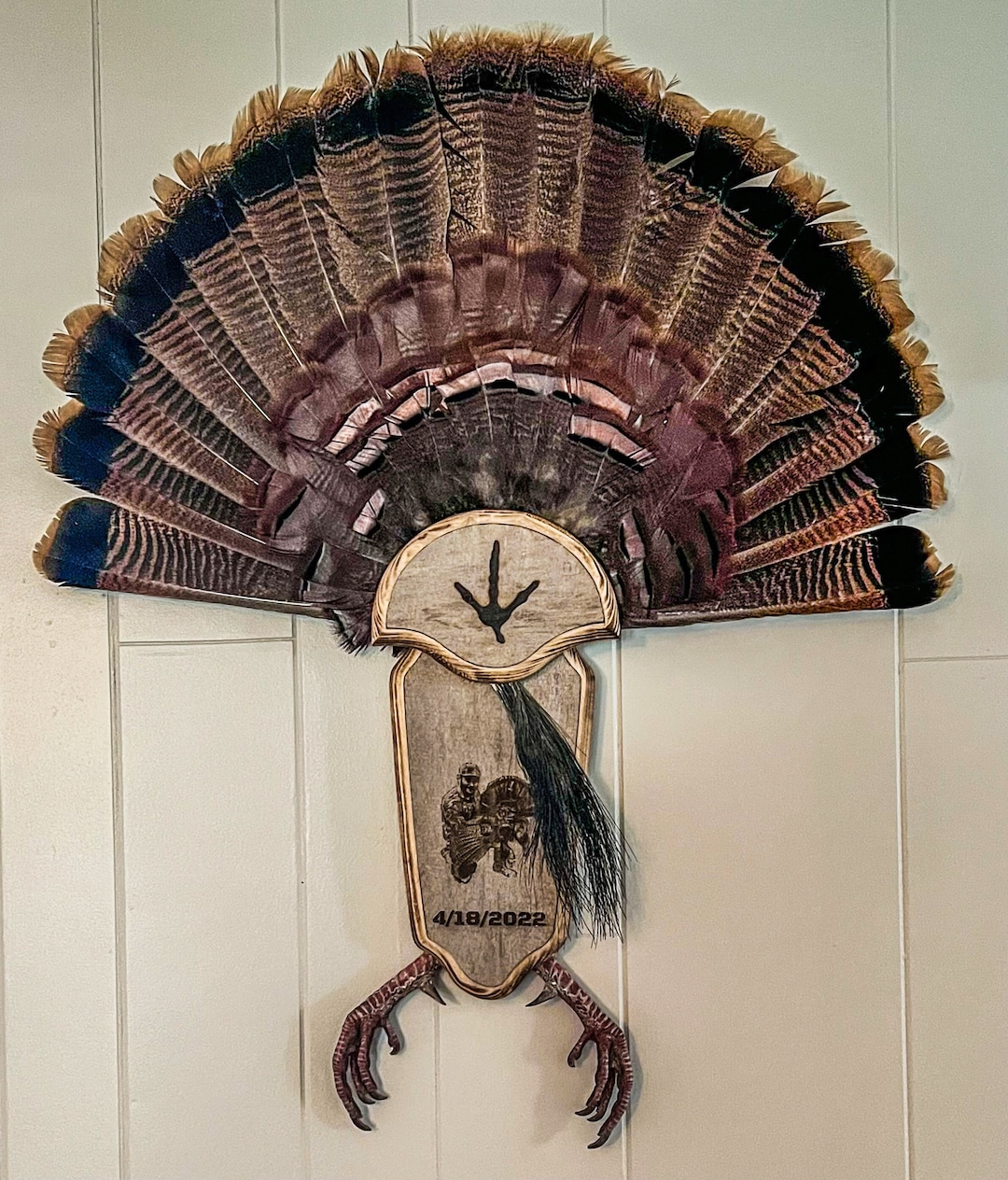 Photo Engraved Turkey Fan and Beard Mount Laser Engraved Fan Mount