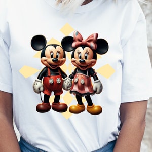 Mäuse Cartoon T-Shirt Druck PNG Datei, Design zum Download und Stoff Sublimation, Kinder Bastelideen