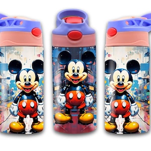 Mickey Graffiti Cartoon 12 Oz Flip Top Tumbler wrap Pattern for Kids | PNG File, Digital Instant Download Wrap for Sublimation