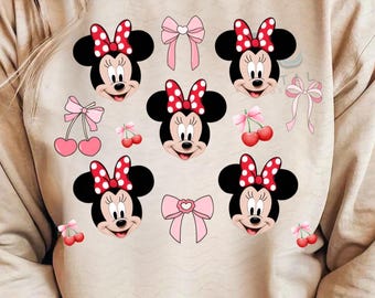 Coquette Mouse PNG, Design de Camiseta com Laço de Cereja (Download Digital)