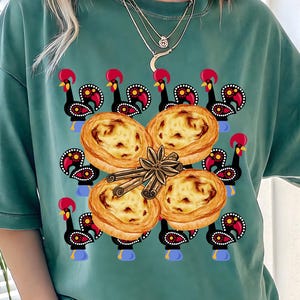 Checkered Pastel de Nata Png, Galo de Barcelos PNG, Portuguese Rooster Digital Shirt, Portugal Collection Digital Luso, Portugal Icon Travel