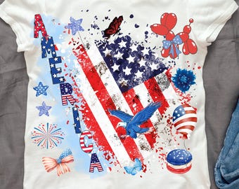 Retro America Flag PNG: 4th of July, Memorial Day (Digital Download)