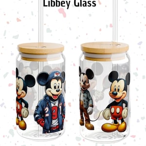 Mouse 16 oz Libbey Glass Can Wrap PNG, Cartoon Sublimation Seamless Transparent Digital Design for Instant Download, Cartoon  Design