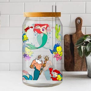 Little Mermaid 16 oz Libbey Glass Can Wrap PNG Seamless Digital Design, Princess Mermaid UVDTF 16 oz, Ocean Kingdom 16 oz Glass PNG Wrap