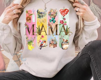 Trendy Mama Shirt Design: Pastel Floral PNG (Digital Download)