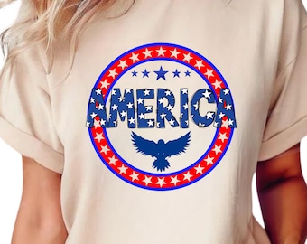 Patriotic America T-Shirt PNG: 4th of July Design (Digital Download)