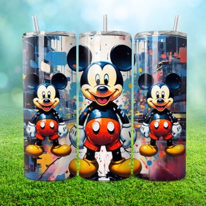 Mickey Graffiti PNG, Patrón de vaso delgado de 20 oz para diseño de sublimación, Descarga digital, Magical Kingdom, Envoltura digital PNG de 20 oz