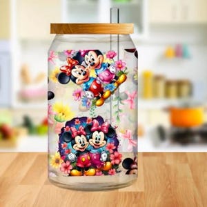 Lover Mice 16 oz Libbey Glass Can Wrap, PNG Sublimation, Seamless Transparent Digital Art Work Design, Cartoon Children's Design, UVDTF 16oz