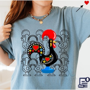 Galo de Barcelos PNG, Portuguese Rooster Digital Design Shirt, Portugal Collection by Digital Luso, Portugal Icon, Portugal Summer Travel