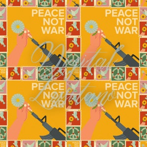 Peace Not War Tile Pattern: Colorful Birds PNG (Digital Download)