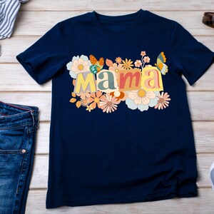 Retro Floral Mama T-Shirt PNG: Collage Sublimation Design (Digital Download 2500x2500px 300 DPI) image 2