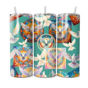Holy Spirit Dove 20 Oz Tumbler Wrap: Seamless Sublimation Design (Digital Download)