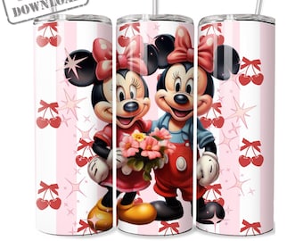 Vaso PNG de Mickey y Minnie Mouse de 20 oz: Diseño de sublimación sin costuras (descarga digital)