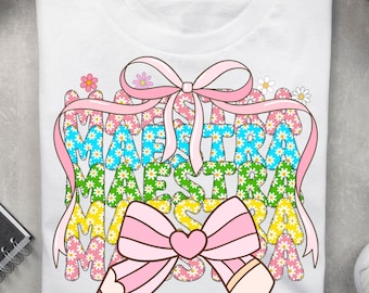 Coquette Boho Maestra-shirt PNG: retro bloemenontwerp voor docenten (digitale download)