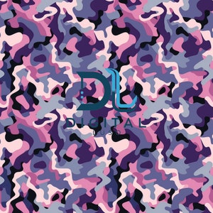 Pink Purple Camouflage Seamless Pattern: Military Print (PNG)