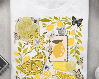 Retro Lemon Collage PNG: Vintage Preppy Design (Digital Download