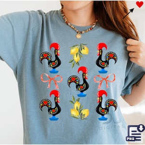 Coquette Galo de Barcelos PNG, Portuguese Rooster Design Shirt, Portugal Collection by Digital Luso, Portugal Icon, Portugal Summer Travel