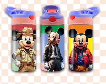 Envoltorio para vaso con personajes de ratón: Patrón infantil sin costuras (descarga digital PNG)