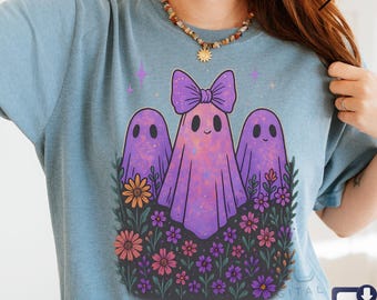 Iriserend spook PNG: Coquette Halloween-ontwerp (digitale download: 4000 x 4000 pixels)