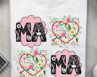 Shirtontwerp met bloemencoquette Mama: Moederdag, png (digitale download)