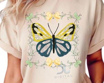 Boho Butterfly PNG: Retro Collage Sublimation Design (Digital Download
