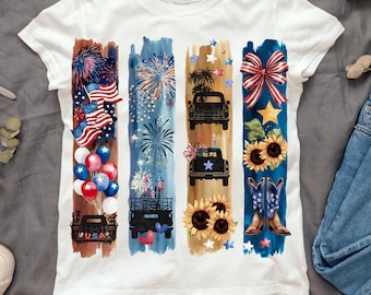 Patriotic Brushstroke PNG: 4th of July Watercolor Collage (Digital Download)