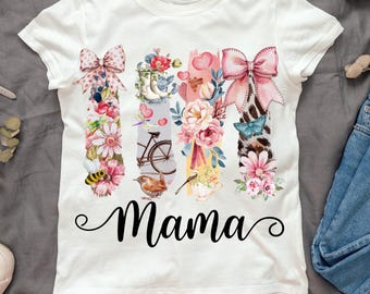 Watercolor Brushstroke Mom Shirt Design: Botanical MAMA Life PNG (Digital PNG)