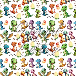 Süße Dinosaurier Muster PNG, Dino Nahtlose Muster Sofortiger Download, Printable und Sublimation Geschenk Kinder, Kinderkarikatur 5 PNG-Dateien